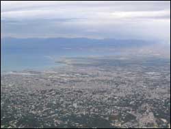 Port-Au-Prince, Haiti from above looking north.