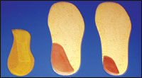 Left: Cork Barton's wedge. Center and right: Rubber heel wedges.