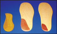 Left: Cork Barton's wedge. Center and right: Rubber heel wedges.