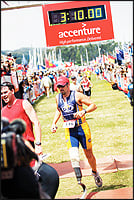 CAF athlete J.P. Theberge finishes the Accenture Escape from Alcatraz Triathlon. Courtesy of Brightroom Photography.