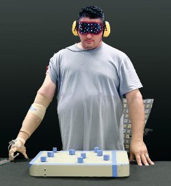 blindfolded testee