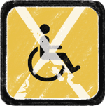 handicapped sign with X
