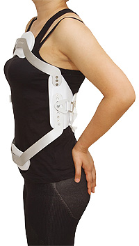 woman in back brace