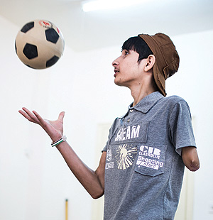 Ibrahim with soccer ball