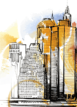 graphic image of NYC skyline