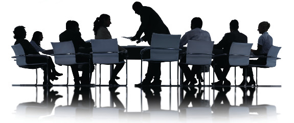 silhouette of people at conference table