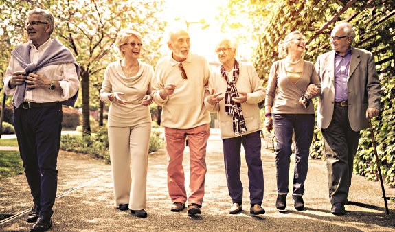group of retirees walking