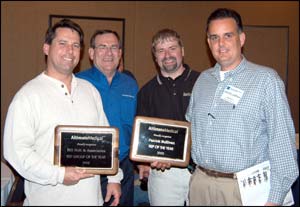 Members of the Bill Holt & Associates Rep Group, honored as Top Rep Group of the Year, are (from left) Dana Shelly, Ken Murphy, and Patrick Sullivan (far right). Second from right is AMI Vice President Todd Tholkes.