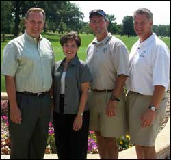 From left: Iowa Congressman Jim Nussle, his wife, Karen, John Gallagher, OPGA vice president-government affairs, and Dennis Clark of OPGA and O&P1 mixed business with pleasure during a recent round of golf.